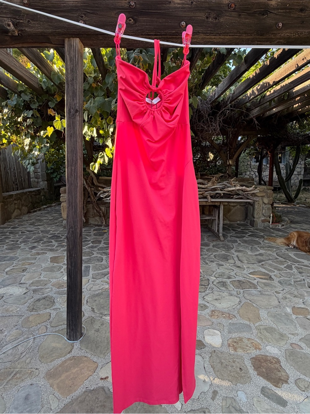 Women’s Susana Monaco Hot Pink Cutout Halter Maxi Dress Small NWT